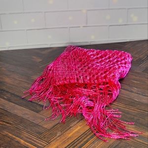 Hot Pink Glitter Net Woven Scarf Wrap Barbiecore